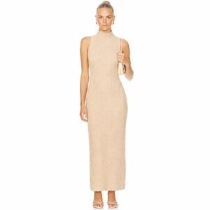 Say What Sweater Dress Womens Small Tan Cable Knit Sleeveless Mock Neck Bodycon